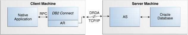This image illustrates a DB2 Connect Replacement of DB2 Server Connectivity Model This image illustrates a DB2 Connect Replacement of DB2 Server Connectivity Model