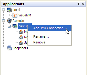 Adding a JMX connection to a remote application.
